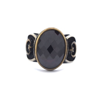 Ateş Taşlı El İşçiliği İnce 925 Ayar Erkek Gümüş Yüzük GEY-185