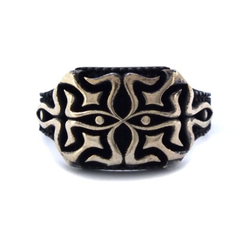 İşlemeli El İşçiliği 925 Ayar Erkek Gümüş Yüzük GEY-212