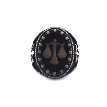 Terazi Motifli 925 Ayar Erkek Gümüş Yüzük GEY-160