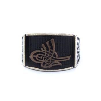 Tuğralı 925 Ayar Erkek Gümüş Yüzük GEY-141