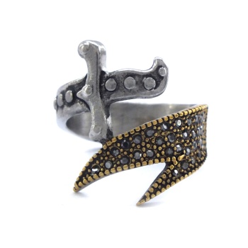 Kılıç Detaylı Taşlı 316L Çelik Erkek Yüzük ÇEY-101