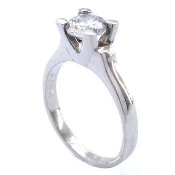 925 Ayar Gümüş Zirkon Baget Taşlı Tek Taş Kadın Yüzük GKY-137