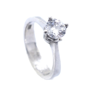 925 Ayar Gümüş Zirkon Baget Taşlı Tek Taş Kadın Yüzük GKY-142