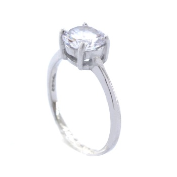 925 Ayar Gümüş Zirkon Baget Taşlı Tek Taş Kadın Yüzük GKY-139