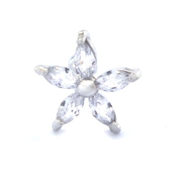 316L Çelik Zirkon Taşlı Çiçek Şekilli Piercing PRC-191