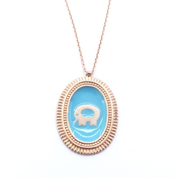 Rose Fil Motifli Gümüş Kolye GK-297