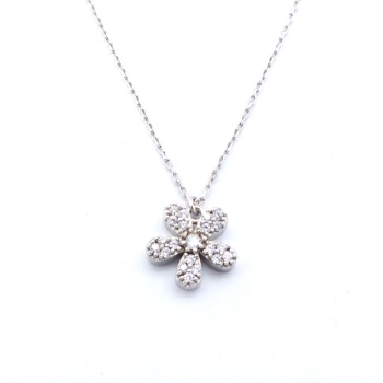 Zirkon Taşlı Çiçek Model Gümüş Kolye GK-309