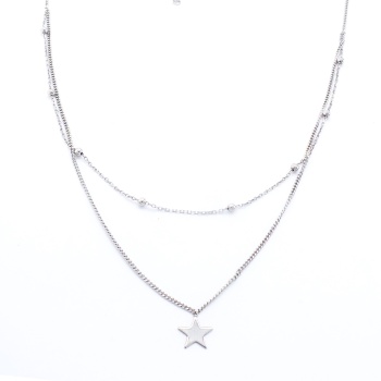 Gümüş Kolye Kadın Kombinli Yıldızlı 925 Ayar -  GK-272