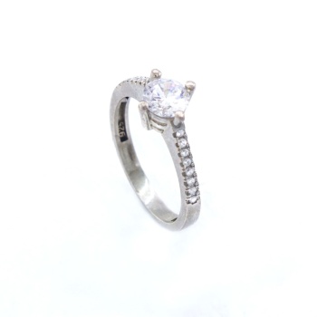 925 Ayar Gümüş Zirkon Taşlı Tek Taş Kadın Yüzük GKY-174