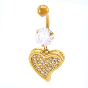 Altın Kaplama Zirkon Taşlı Kalpli Piercing PRC-118