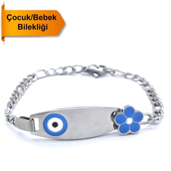 Bebek Bileklik Çelik Mavi Nazar Boncuklu BLK-964