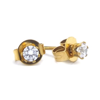 Çelik Taşlı Küpe Altın Kaplama Küçük Zirkon Taşlı Model UNK-780