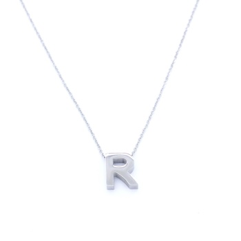 316L Çelik R Harf Kolye 55 cm KLY-549