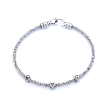 316L Çelik Düğüm Detaylı Gri Erkek Kelepçe Bileklik EBLK-422