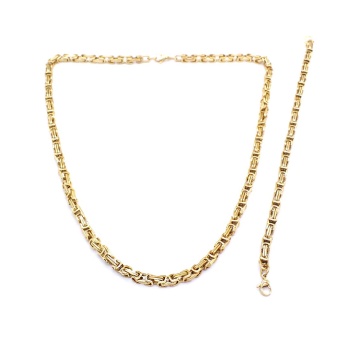 Altın Kaplama Kral Zincir Erkek Kolye Bileklik Seti SET-158