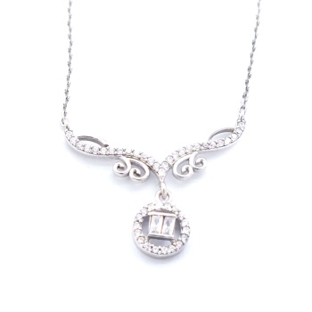 Zirkon Taşlı El İşçiliği Gümüş Kolye GK-329