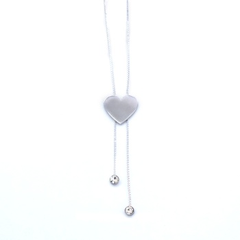 Çelik Kalp Kolye - Kalp Kolye Gümüş Renk KLY-574