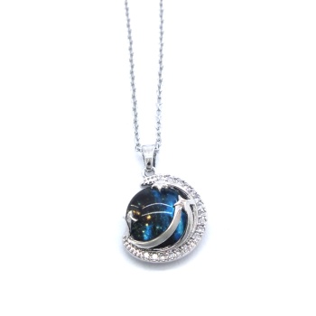 Paslanmaz Çelik Kadın Kolye - Ay Kolye Mavi Taşlı KLY-581