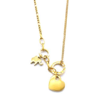 Çelik Kalp Kolye - Kalp Kolye Altın Kaplama KLY-584