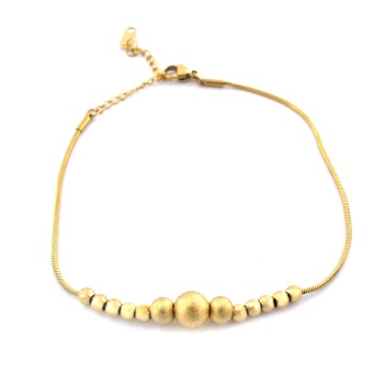 Çelik Halhal Altın Kaplama Boncuklu Model HAL-183