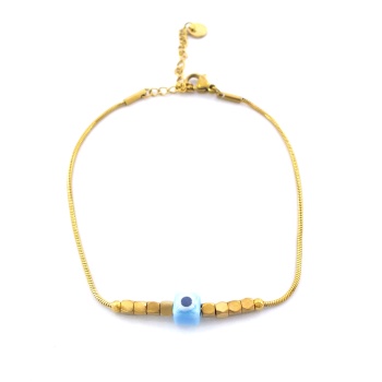 Çelik Halhal Altın Kaplama Nazar Boncuklu Model HAL-186