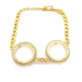 İki Yarımlı Çerçeve Bileklik Altın Kaplama Zirkon Taşlı Kelepçe BLK-1044