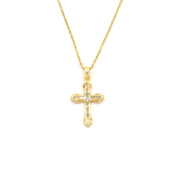 Çelik Kolye - Haç Kolye Altın Kaplama KLY-638
