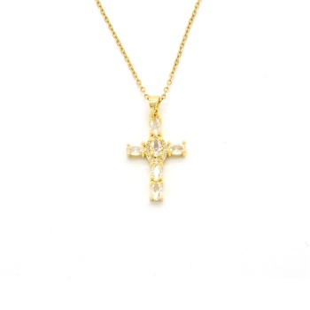 Çelik Kolye - Haç Kolye Altın Kaplama KLY-643
