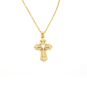 Çelik Kolye - Haç Kolye Altın Kaplama KLY-623