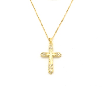 Çelik Kolye - Haç Kolye Altın Kaplama KLY-626