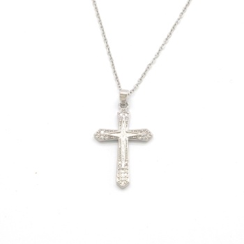 Çelik Kolye - Haç Kolye - Paslanmaz Çelik Kadın Kolye KLY-622