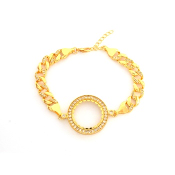 Yarım Altın Çerçeve Bileklik Çelik Altın Kaplama Figaro Model BLK-1068