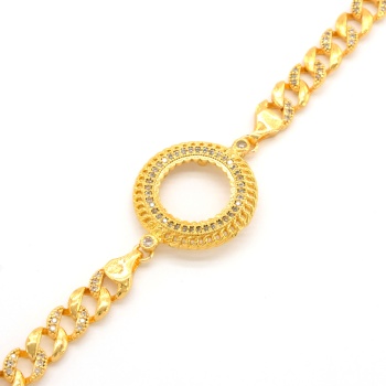 Yarım Altın Çerçeve Bileklik Çelik Altın Kaplama Figaro Model BLK-1115