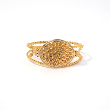 FerizZ Altın Kaplama Nazar Boncuklu Yaşam Çiçeği Kelepçe Bilezik BLZ-248