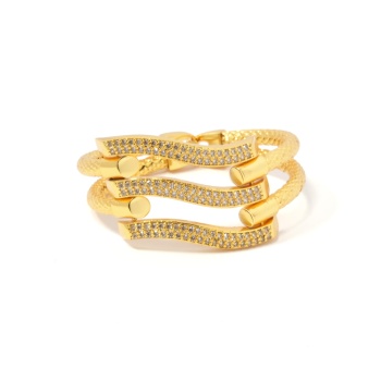 Kaburga Bilezik 22 Ayar Altın Kaplama 3 Sıra Kelepçe KB-103