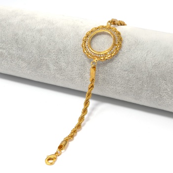 Çeyrekli Çerçeve Bileklik Altın Kaplama Burgu Model Kelepçe BLK-684