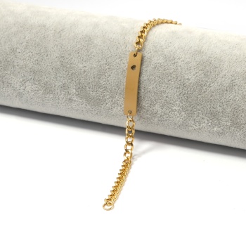 Altın Kaplama İsim Yazılabilen Kalp Detaylı Zincir Bileklik BLK-991