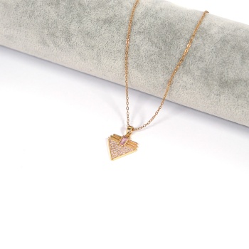 Çelik Kolye, Altın Kaplama Üçgen Kadın Kolye K-127