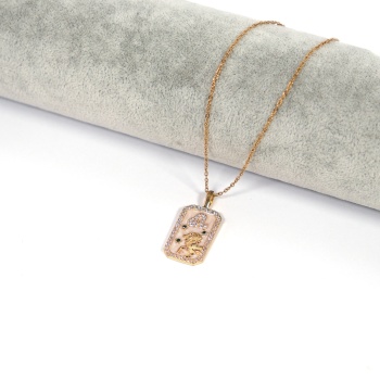 Çelik Kolye, Altın Kaplama Aslan Burcu Kadın Kolye K-116