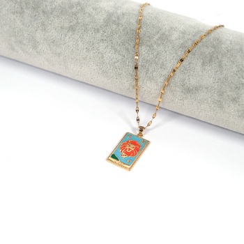 Çelik Kolye, Altın Kaplama Aslan Burcu Kadın Kolye K-136