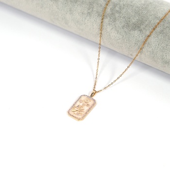 Çelik Kolye, Altın Kaplama İkizler Burç Kadın Kolye K-105