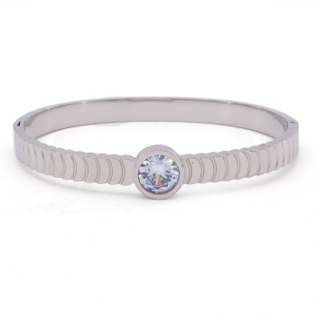 Çelik Kelepçe Bileklik Zirkon Taşlı Model BLZ-426