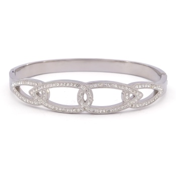 Çelik Kelepçe Bileklik Zirkon Taşlı Model BLZ-453