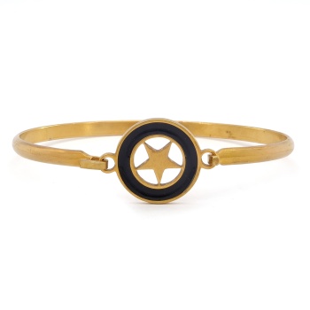 Çelik Kelepçe Bileklik Altın Kaplama Yıldız Detaylı BLZ-492