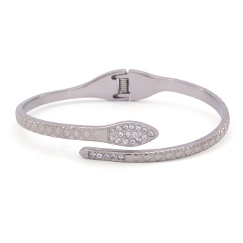 Çelik Kelepçe Bileklik Taşlı Yılan Model Kadın Spor Kelepçe BLZ-533