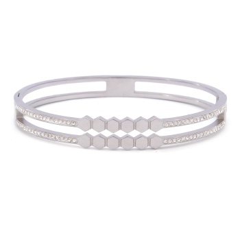 Çelik Kelepçe Bileklik Zirkon Taşlı BLZ- 328