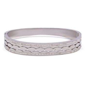 Çelik Kelepçe Bileklik Zirkon Taşlı BLZ-340