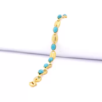 Altın Kaplama Turkuaz Taşlı Bayan Bileklik BLK-212