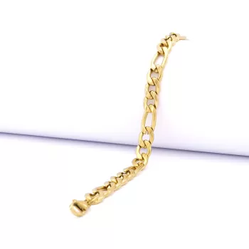 22 Ayar Altın Kaplama 6 mm Figaro Unisex Bileklik BLK-389