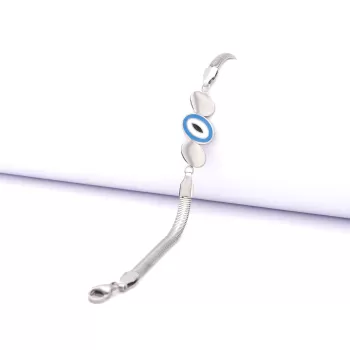 Nazar Boncuklu Bileklik Çelik Balık Sırtı Model BLK-728